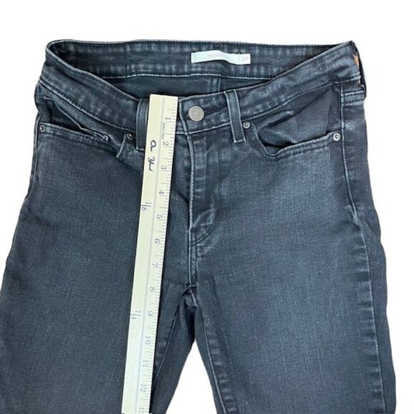 Levi's Women's 711 Ruffle Flair Leg Hem Skinny Crop Black Stonewash Size 27 - Picture 5 of 14